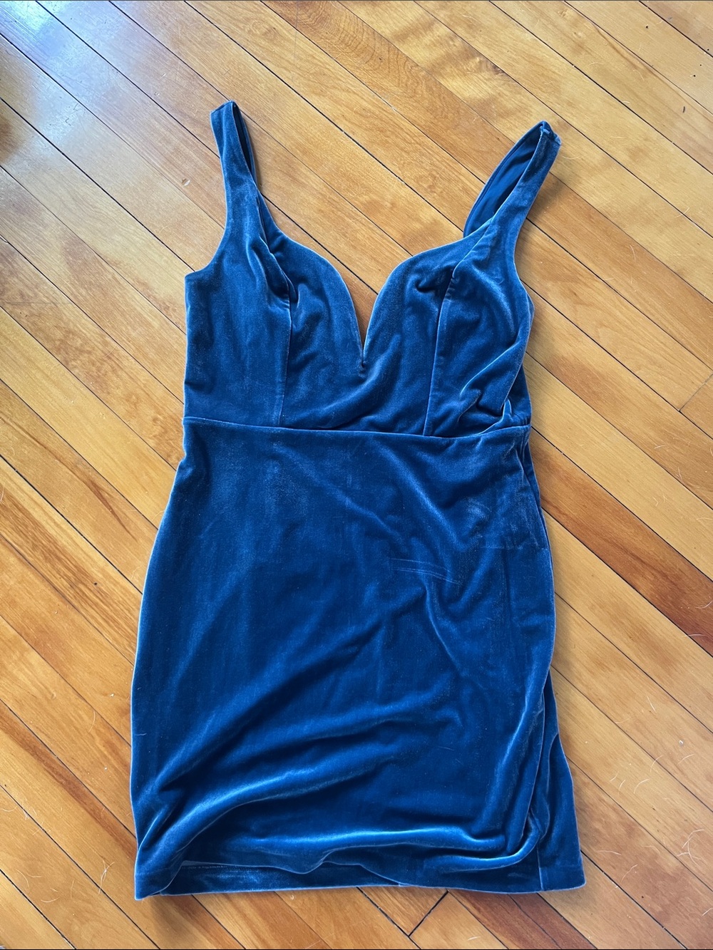Express Navy Velvet V-Neck Dress